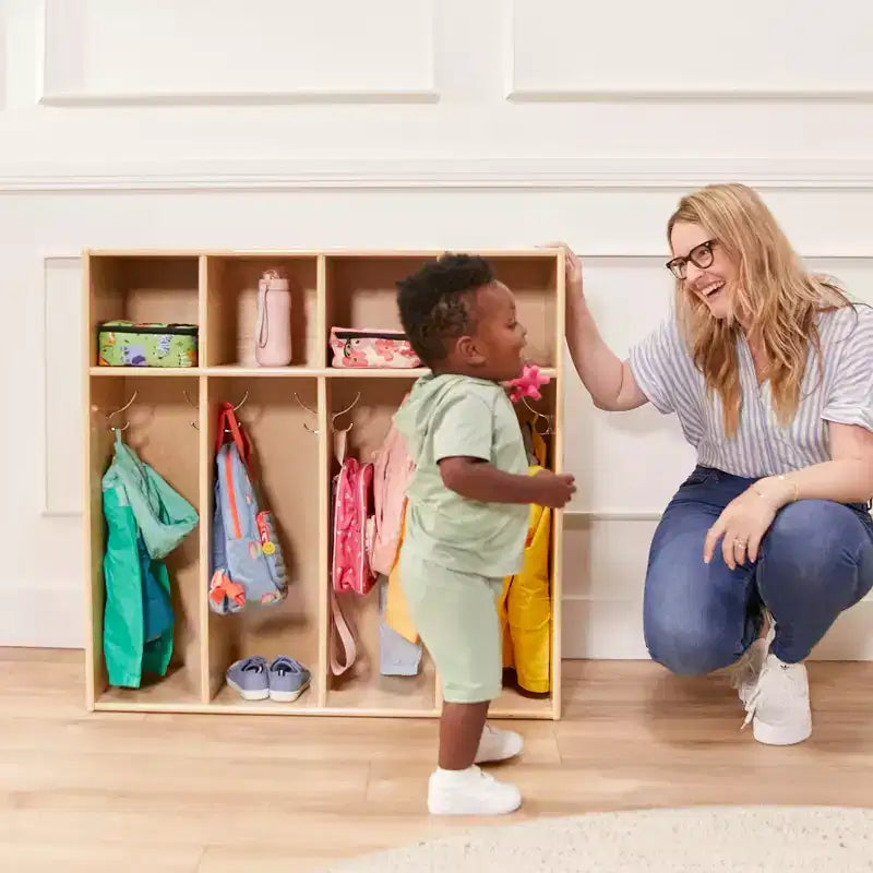 Vestiaire 4 sections pour enfants avec rangements intégrés