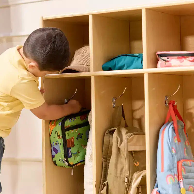 Vestiaire 4 sections pour enfants avec rangements intégrés