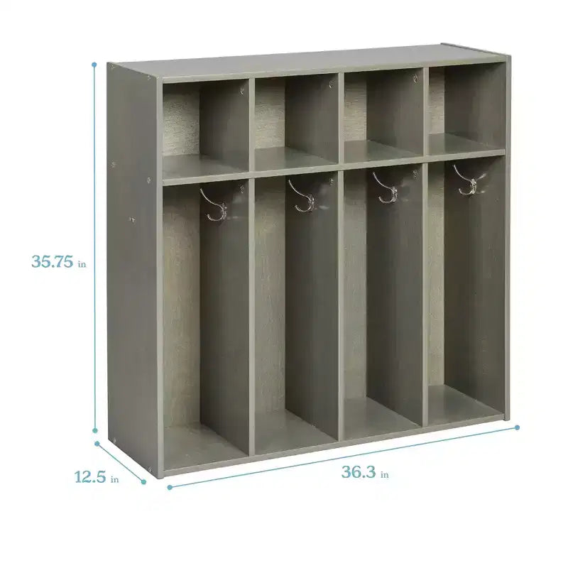 Vestiaire 4 sections pour enfants avec rangements intégrés