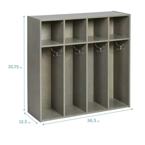 Vestiaire 4 sections pour enfants avec rangements intégrés