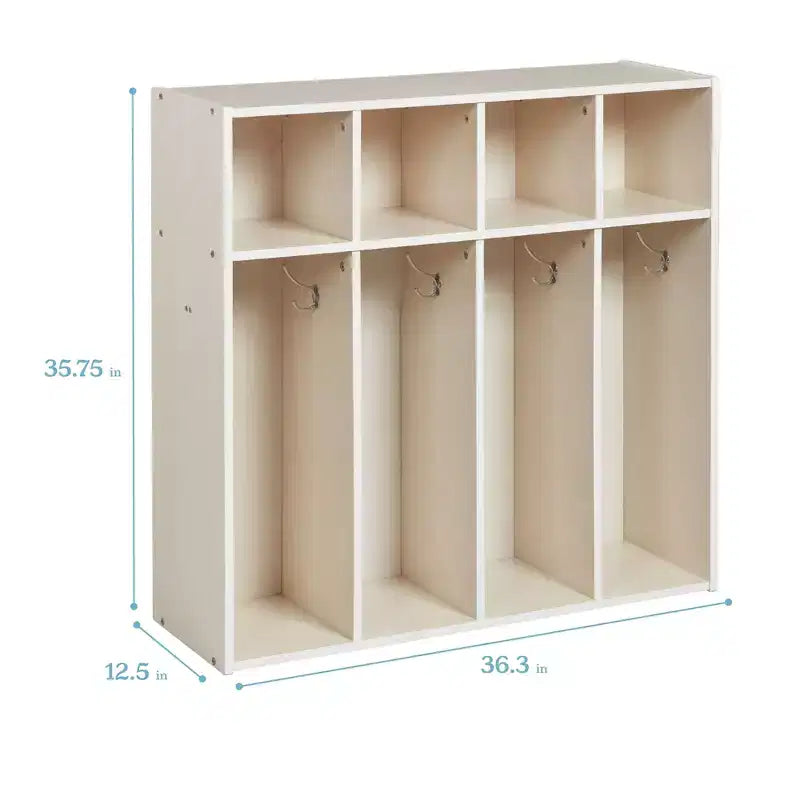Vestiaire 4 sections pour enfants avec rangements intégrés