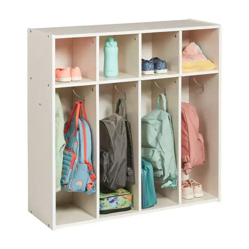 Vestiaire 4 sections pour enfants avec rangements intégrés