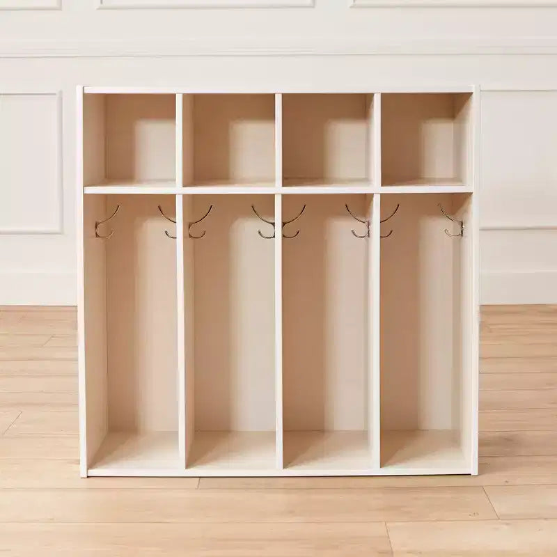 Vestiaire 4 sections pour enfants avec rangements intégrés