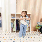 Vestiaire 4 sections pour enfants avec rangements intégrés