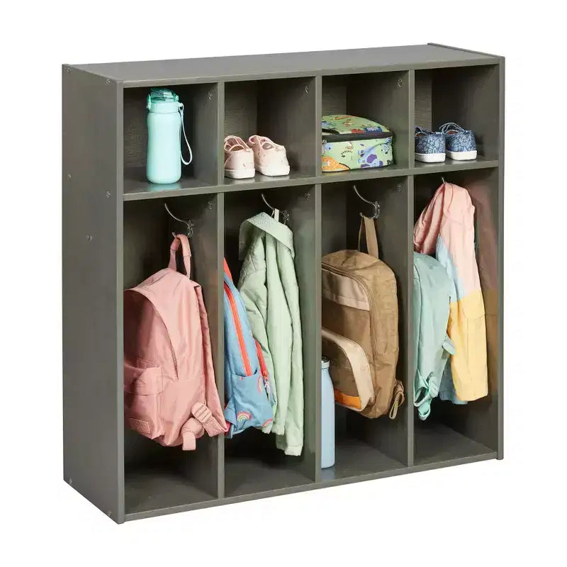Vestiaire 4 sections pour enfants avec rangements intégrés