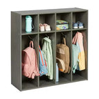 Vestiaire 4 sections pour enfants avec rangements intégrés