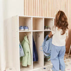 Vestiaire 4 sections pour enfants avec rangements intégrés