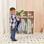 Vestiaire 4 sections pour enfants avec rangements intégrés