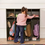 Vestiaire 4 sections pour enfants avec rangements intégrés