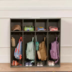 Vestiaire 4 sections pour enfants avec rangements intégrés