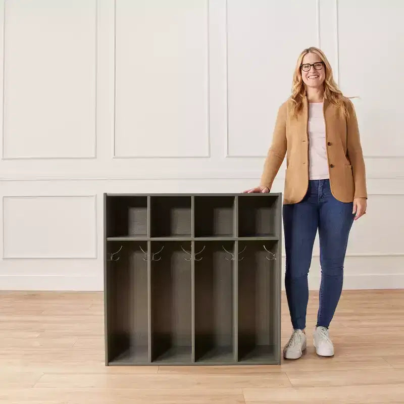 Vestiaire 4 sections pour enfants avec rangements intégrés