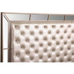 Lit à panneaux Queen Hollywood Hills - Capitonnage diamant, accents miroirs