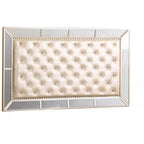 Lit à panneaux Queen Hollywood Hills - Capitonnage diamant, accents miroirs