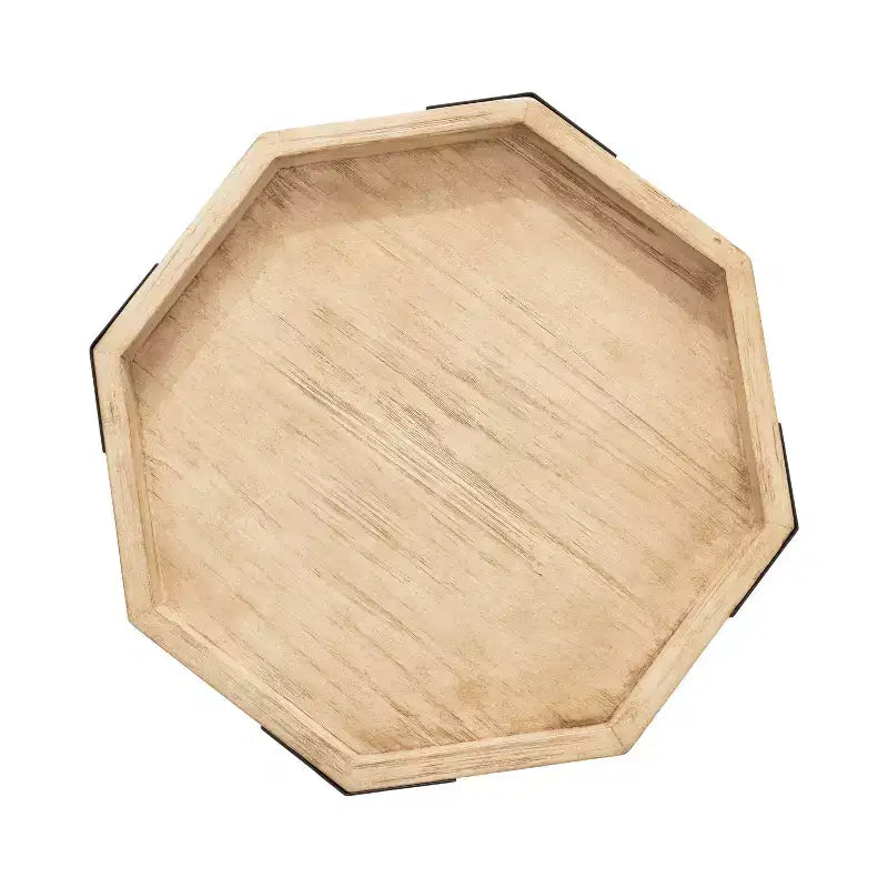 Table d'appoint octogonale Occonor - Plateau en bois et base en métal noir