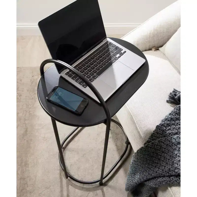 Table d'appoint en C Caplan Capsule Wood – Noir, 20x13,75x32,75 pouces