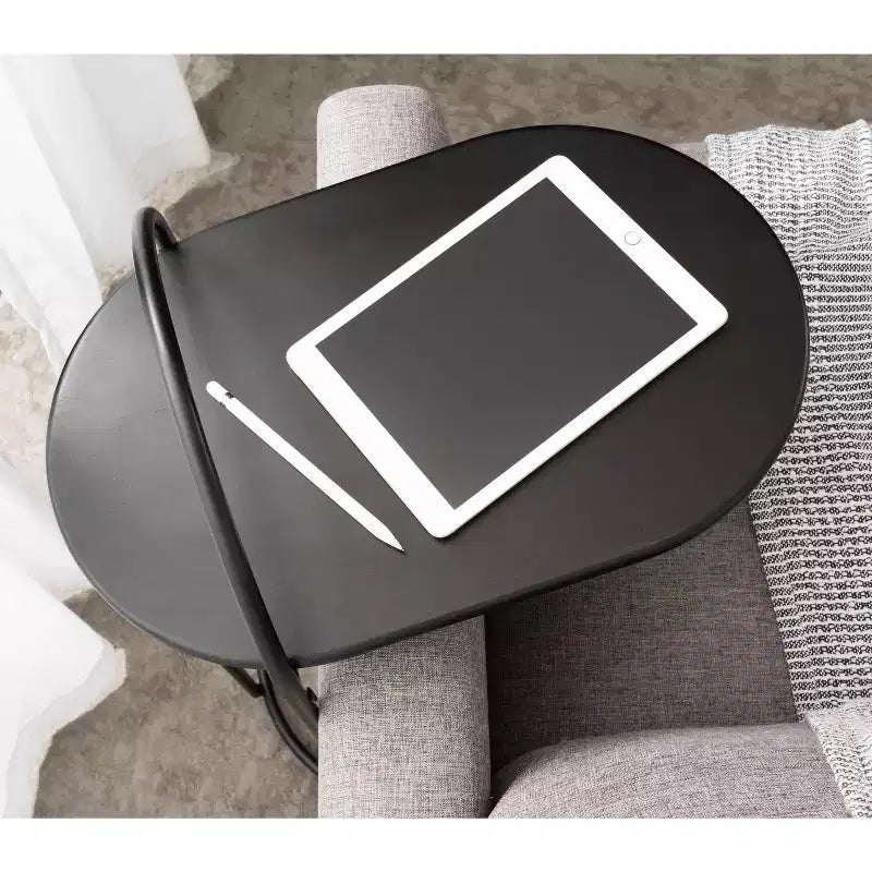 Table d'appoint en C Caplan Capsule Wood – Noir, 20x13,75x32,75 pouces