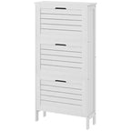 Meuble à chaussures étroit avec 3 tiroirs basculants et portes persiennes - Blanc