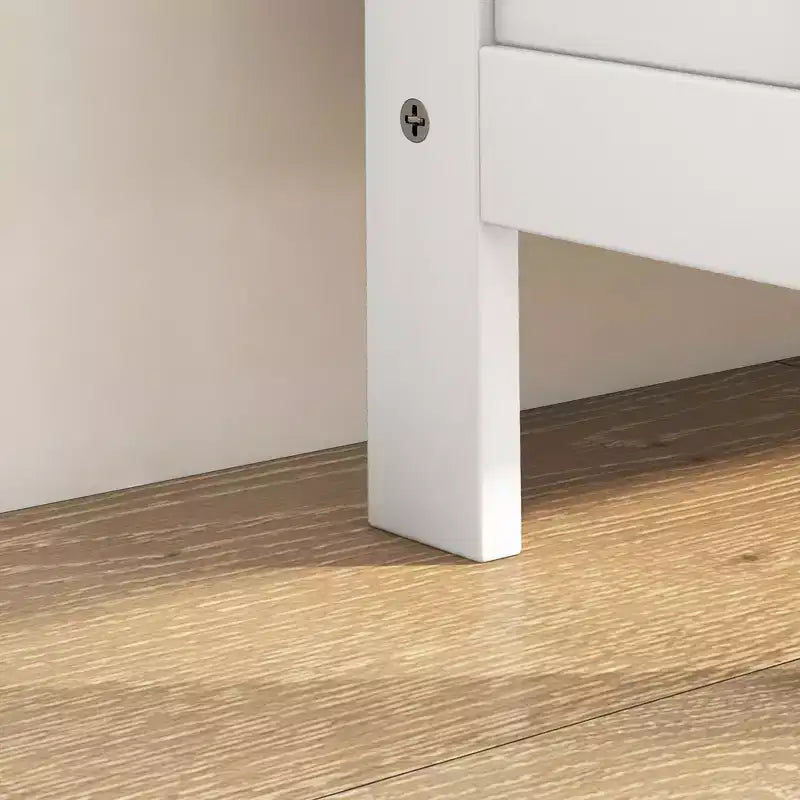Meuble à chaussures étroit avec 3 tiroirs basculants et portes persiennes - Blanc