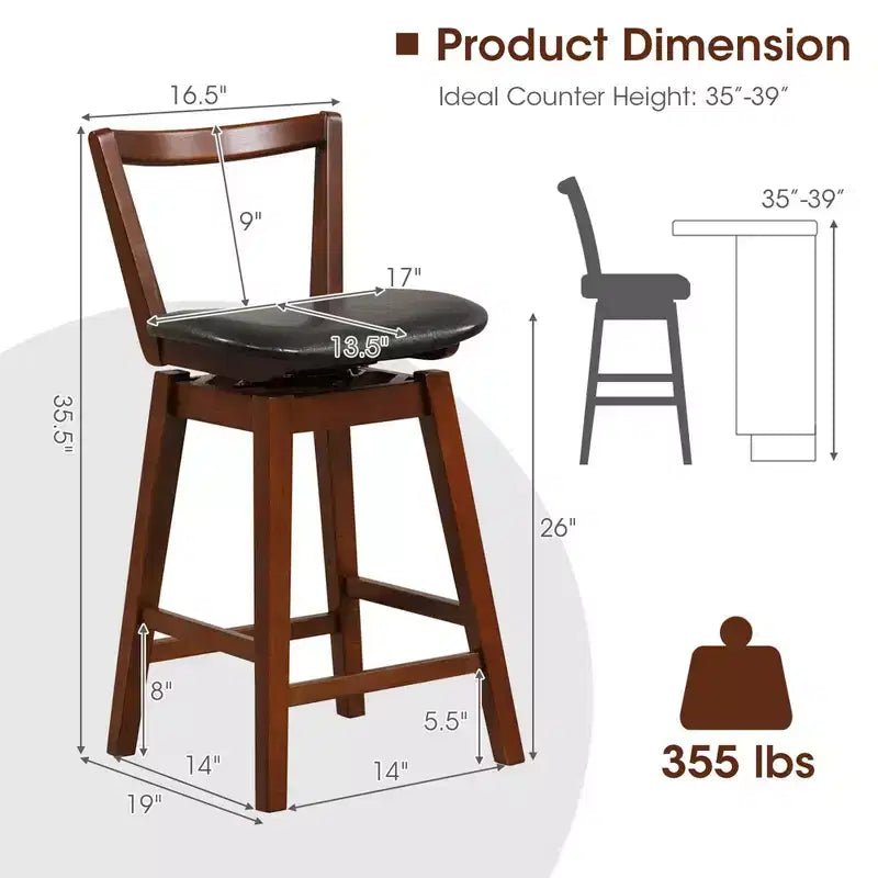 Tabouret de bar pivotant hauteur comptoir 26 pouces - Cuir PU