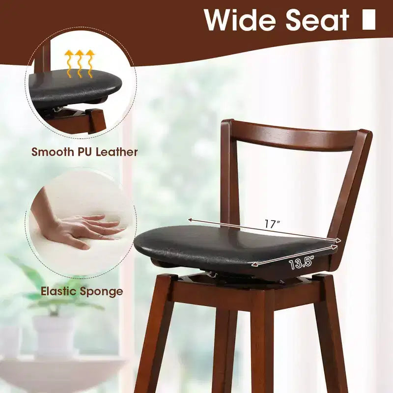 Tabouret de bar pivotant hauteur comptoir 26 pouces - Cuir PU