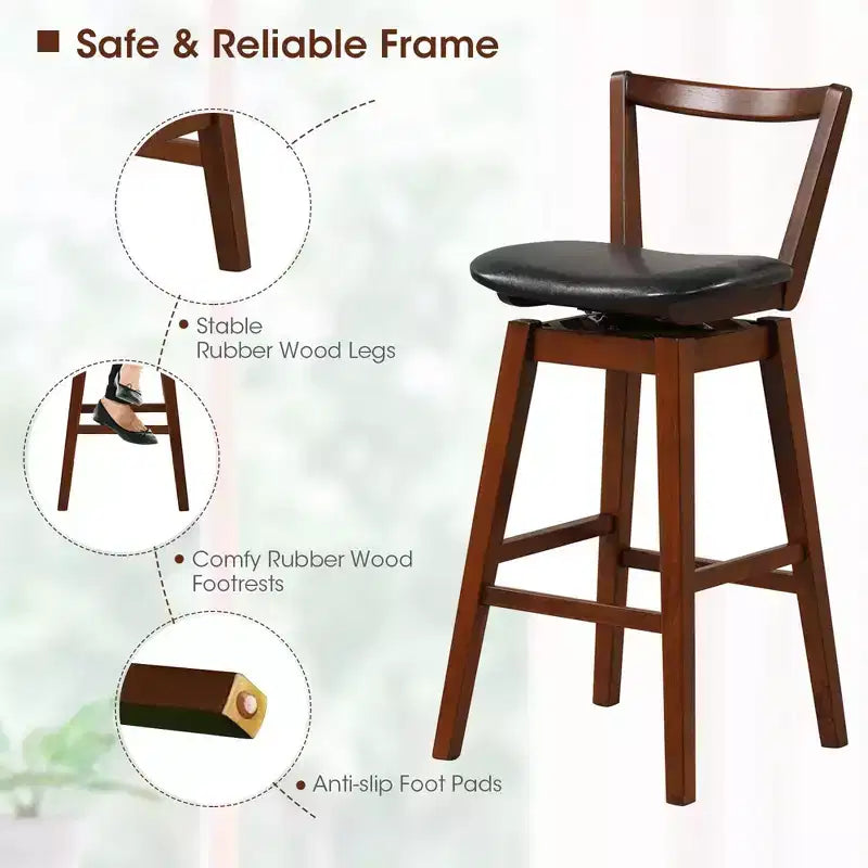 Tabouret de bar pivotant hauteur comptoir 26 pouces - Cuir PU