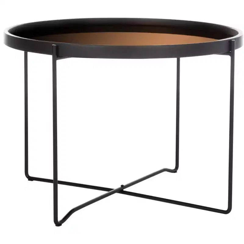 Table d'appoint ronde Ruby - Or rose et noir
