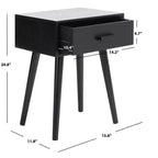 Table d'appoint à un tiroir Lyle - Blanc vintage, pieds évasés