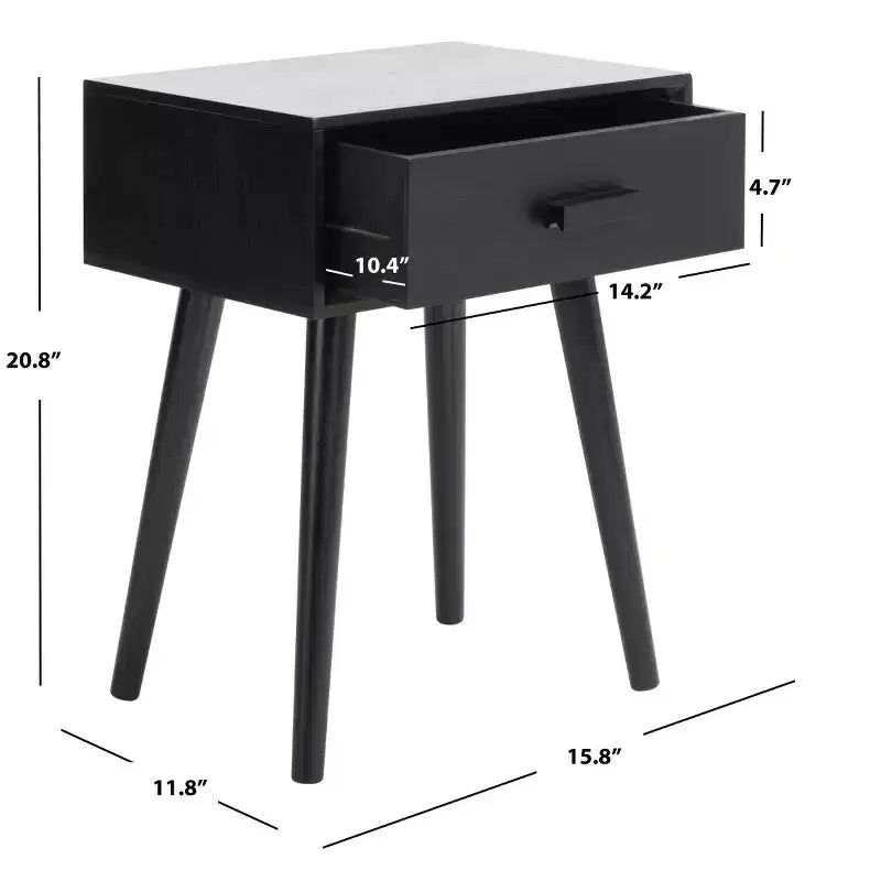 Table d'appoint à un tiroir Lyle - Blanc vintage, pieds évasés