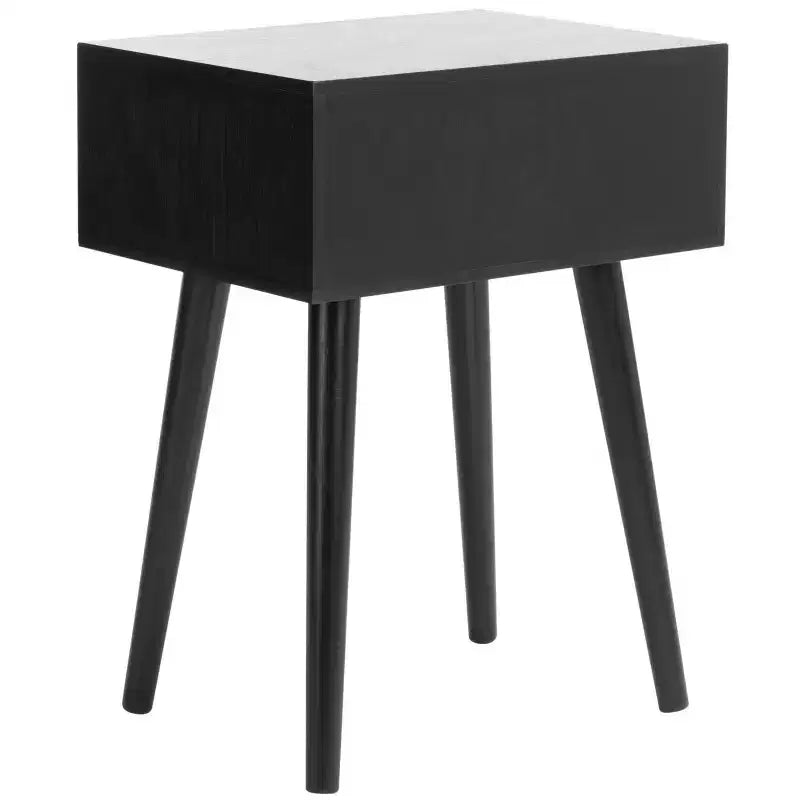 Table d'appoint à un tiroir Lyle - Blanc vintage, pieds évasés