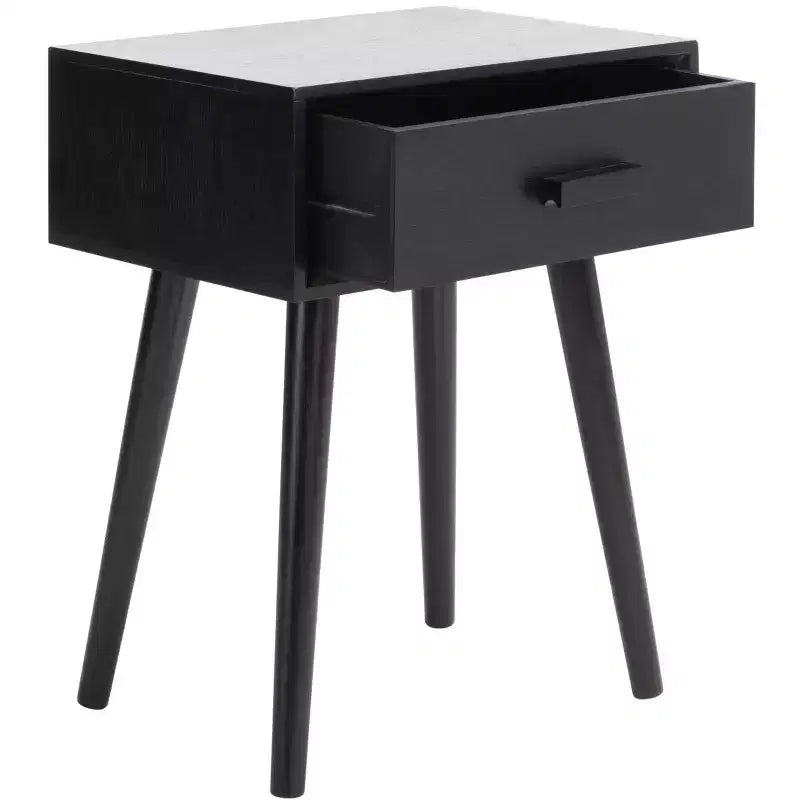 Table d'appoint à un tiroir Lyle - Blanc vintage, pieds évasés