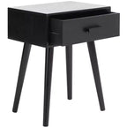 Table d'appoint à un tiroir Lyle - Blanc vintage, pieds évasés