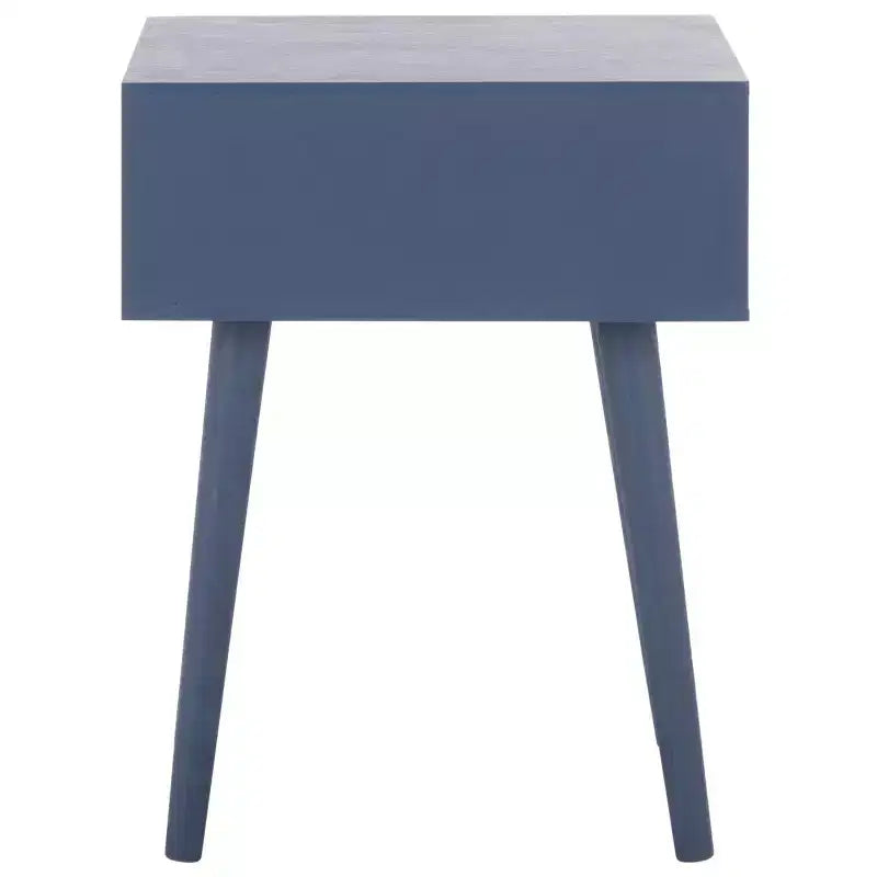 Table d'appoint à un tiroir Lyle - Blanc vintage, pieds évasés