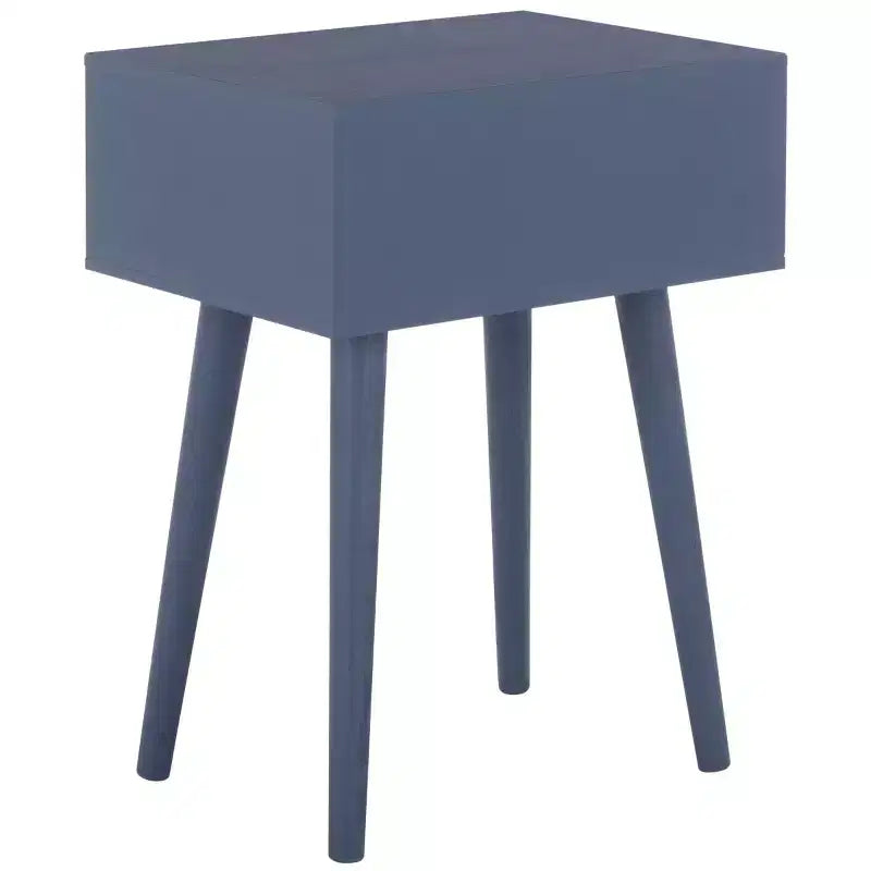 Table d'appoint à un tiroir Lyle - Blanc vintage, pieds évasés