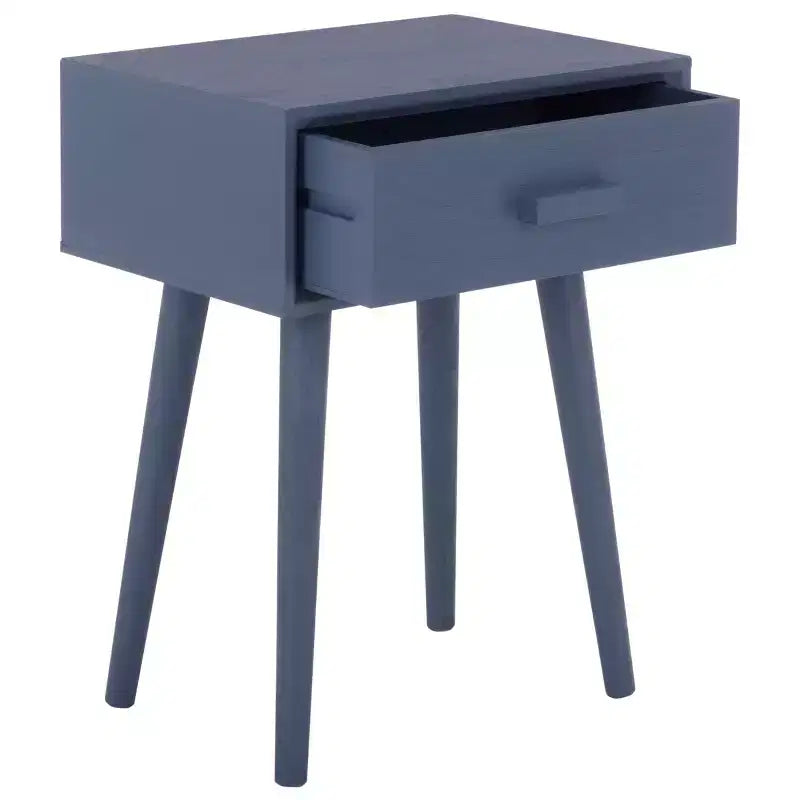 Table d'appoint à un tiroir Lyle - Blanc vintage, pieds évasés