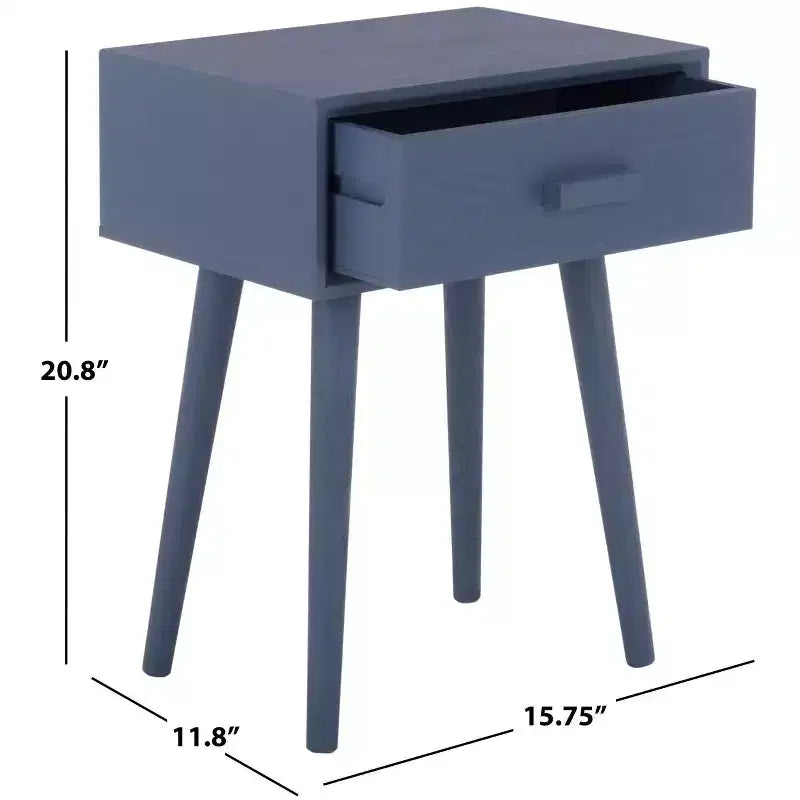 Table d'appoint à un tiroir Lyle - Blanc vintage, pieds évasés