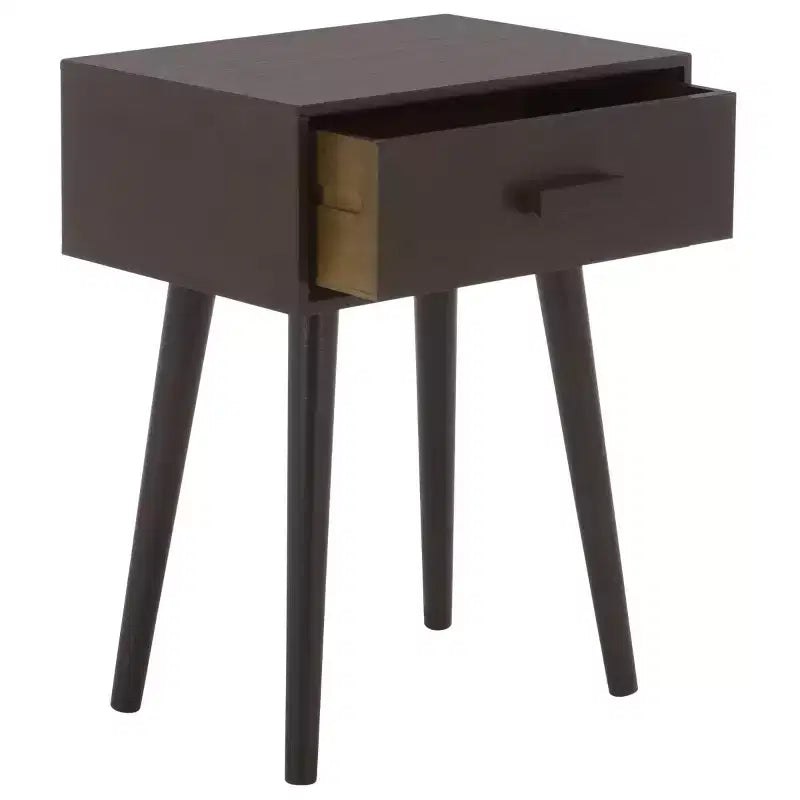 Table d'appoint à un tiroir Lyle - Blanc vintage, pieds évasés