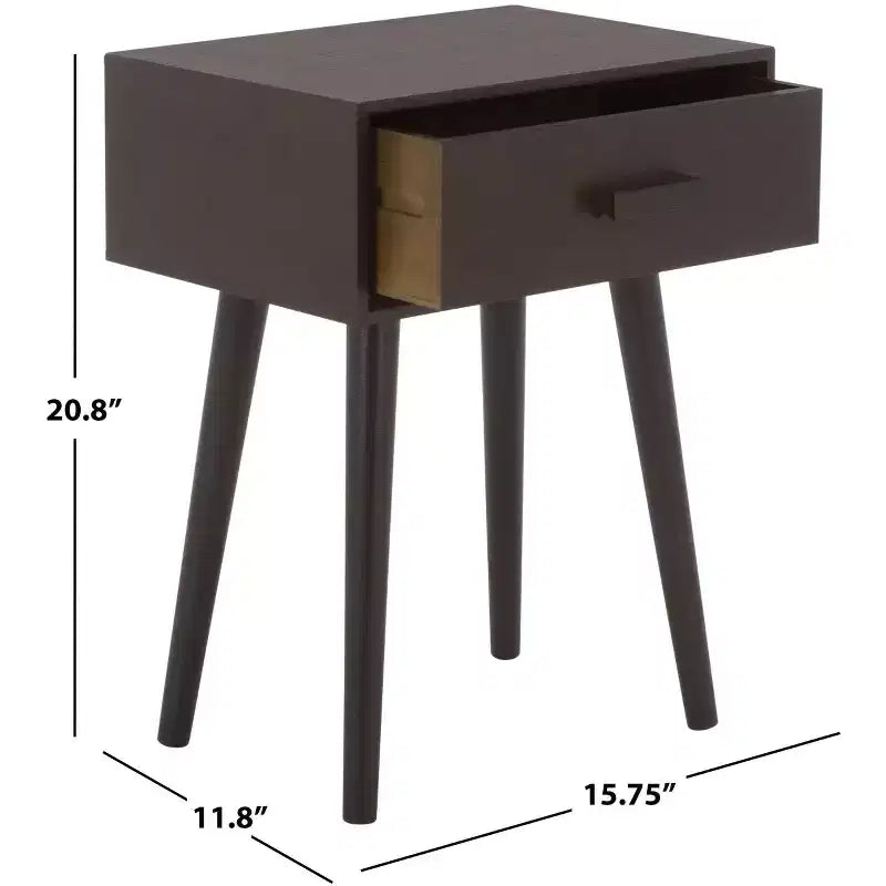 Table d'appoint à un tiroir Lyle - Blanc vintage, pieds évasés
