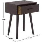 Table d'appoint à un tiroir Lyle - Blanc vintage, pieds évasés