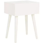 Table d'appoint à un tiroir Lyle - Blanc vintage, pieds évasés