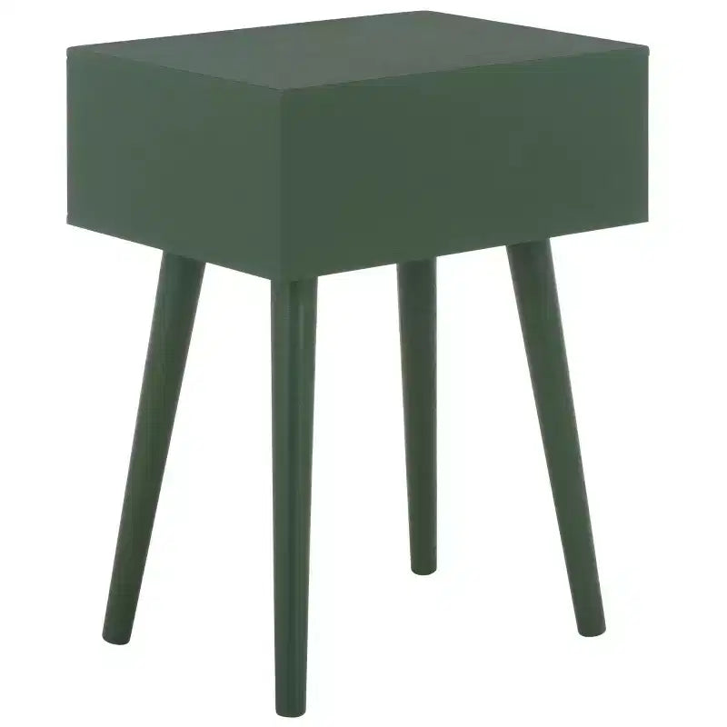 Table d'appoint à un tiroir Lyle - Blanc vintage, pieds évasés