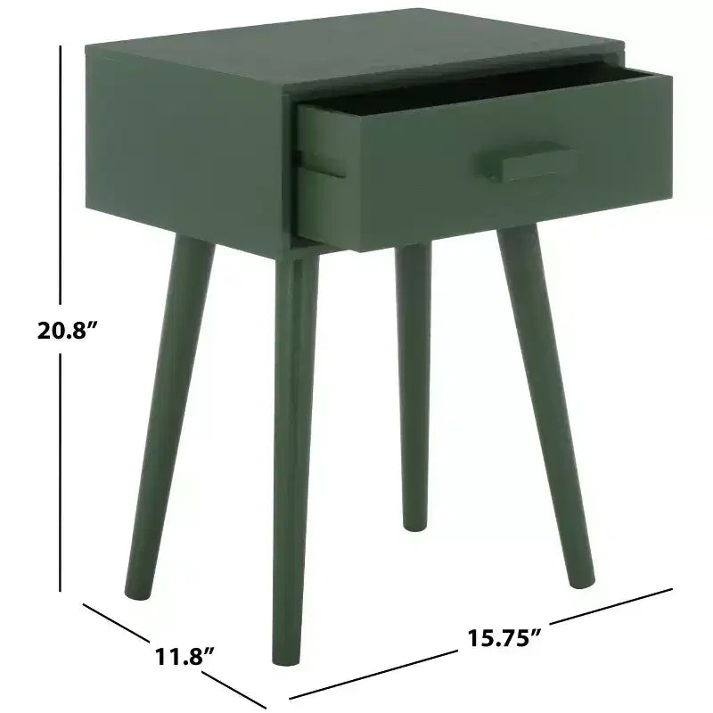 Table d'appoint à un tiroir Lyle - Blanc vintage, pieds évasés