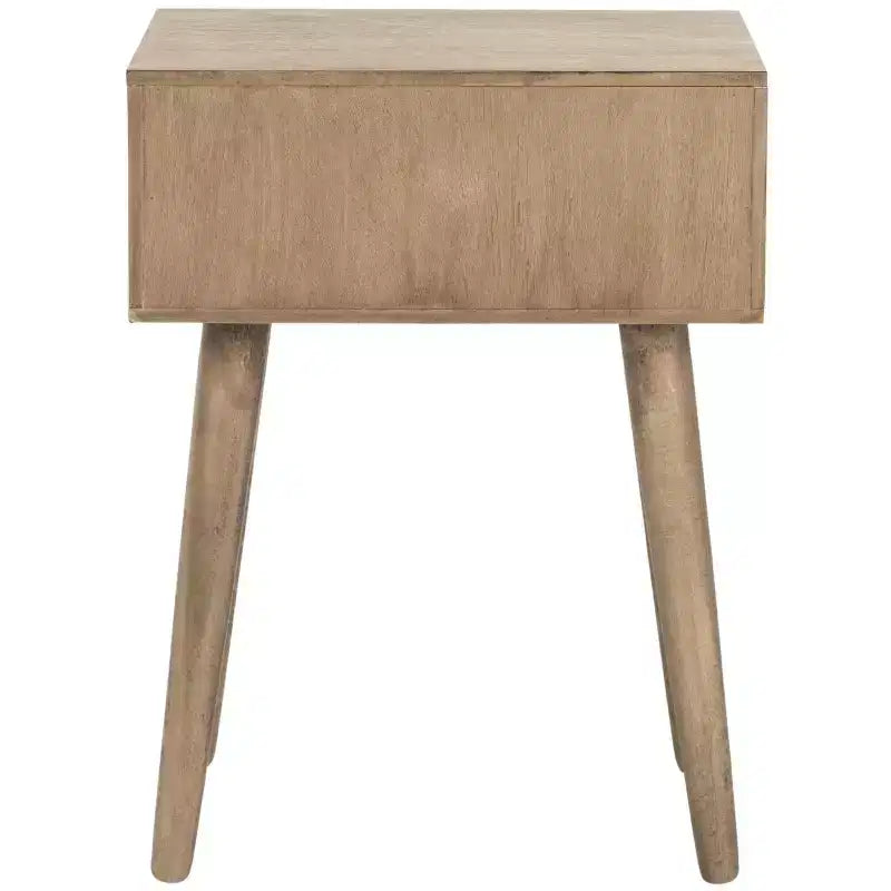 Table d'appoint à un tiroir Lyle - Blanc vintage, pieds évasés