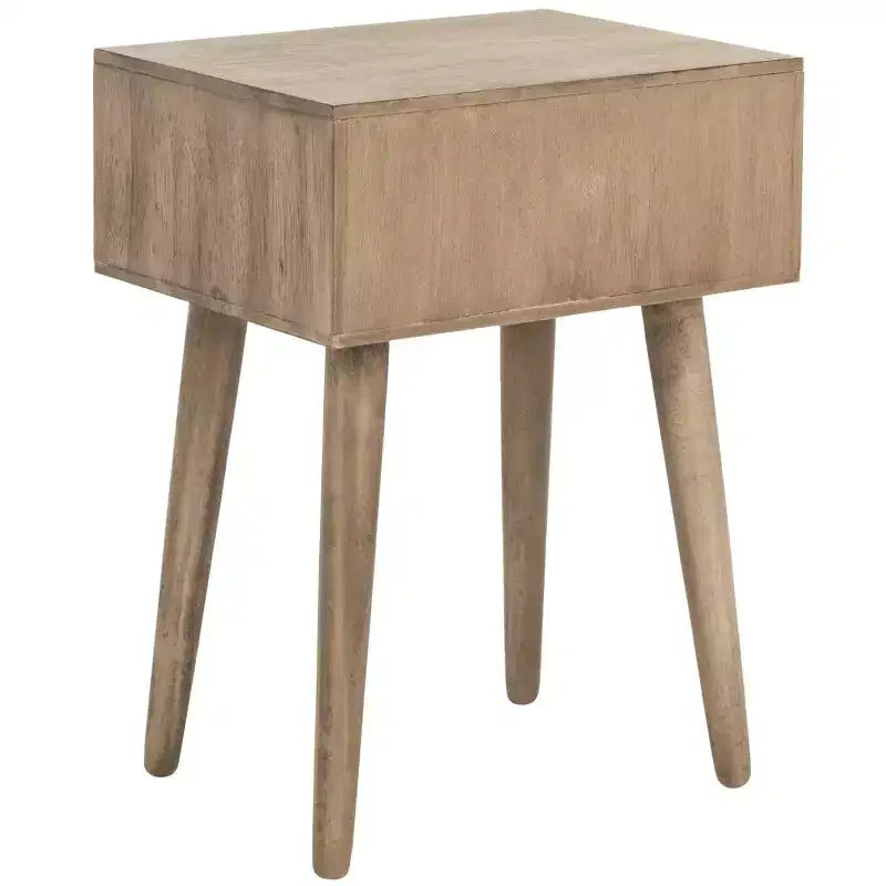 Table d'appoint à un tiroir Lyle - Blanc vintage, pieds évasés