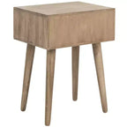 Table d'appoint à un tiroir Lyle - Blanc vintage, pieds évasés