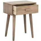 Table d'appoint à un tiroir Lyle - Blanc vintage, pieds évasés