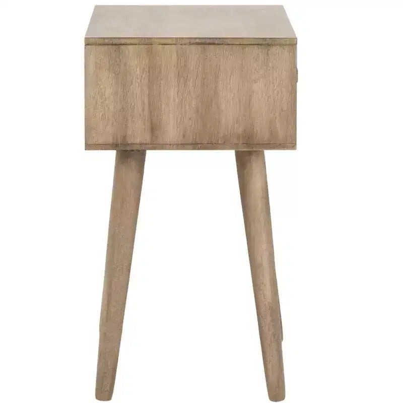 Table d'appoint à un tiroir Lyle - Blanc vintage, pieds évasés