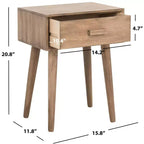 Table d'appoint à un tiroir Lyle - Blanc vintage, pieds évasés