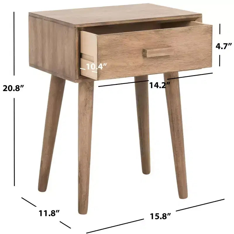 Table d'appoint à un tiroir Lyle - Blanc vintage, pieds évasés