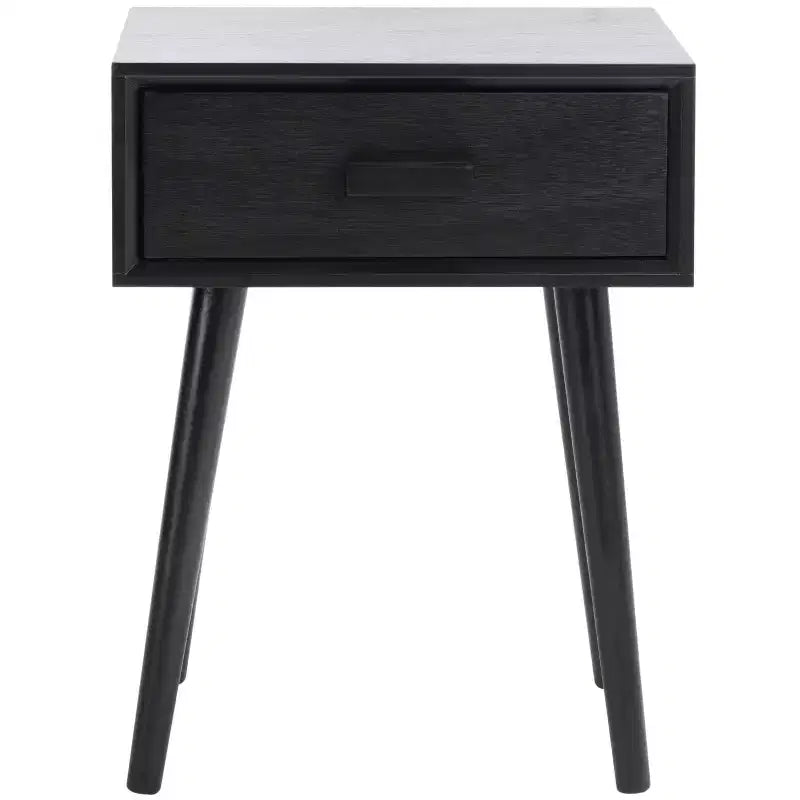 Table d'appoint à un tiroir Lyle - Blanc vintage, pieds évasés