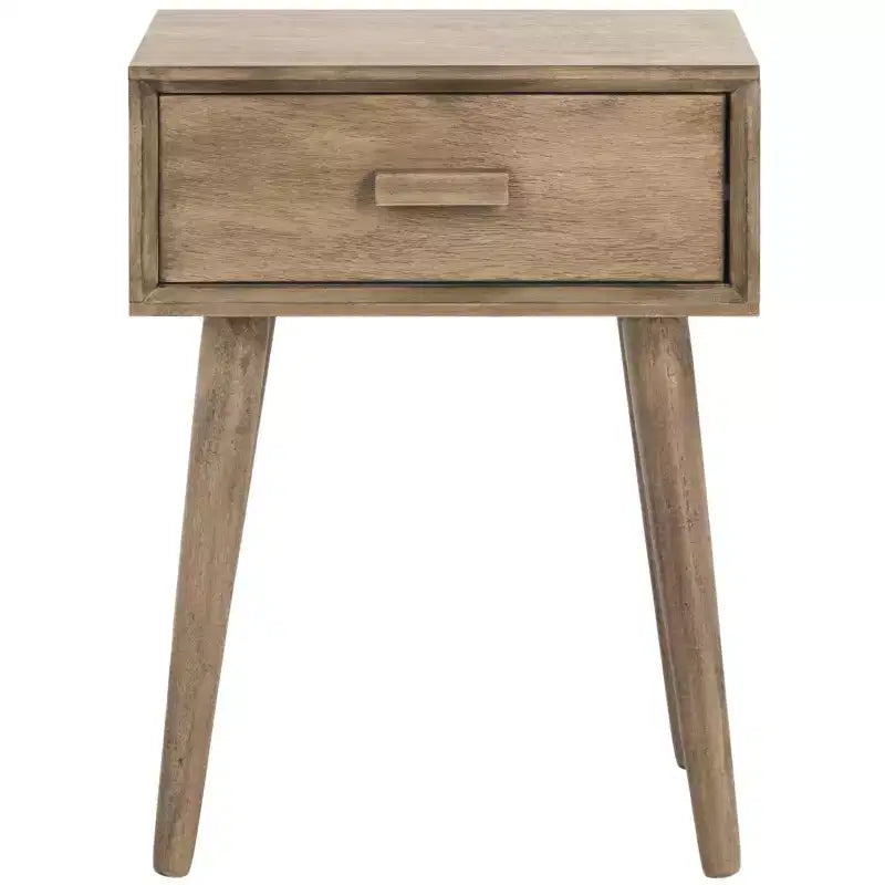 Table d'appoint à un tiroir Lyle - Blanc vintage, pieds évasés